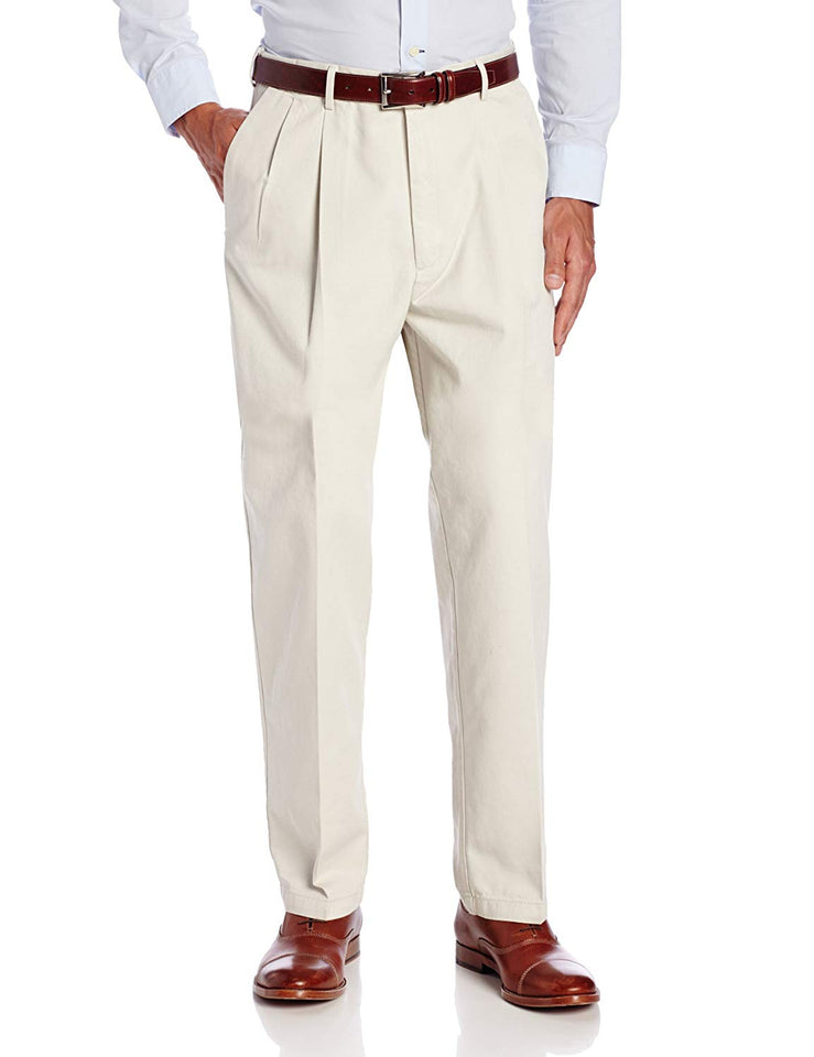 HAGGAR - Pantalón de Trabajo para Hombre (Planchado, con Cintura Extensible Oculta)